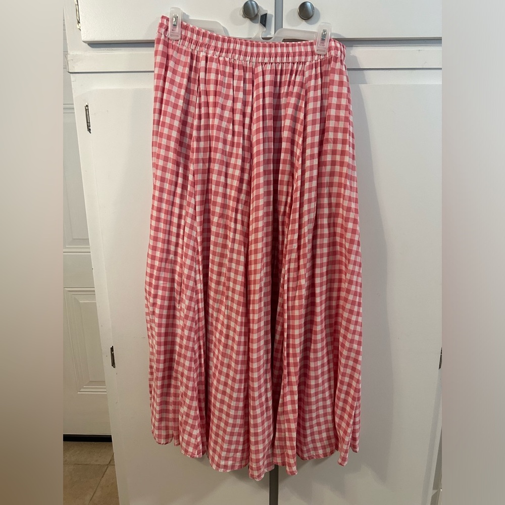 Gingham Pink and White Maxi skirt